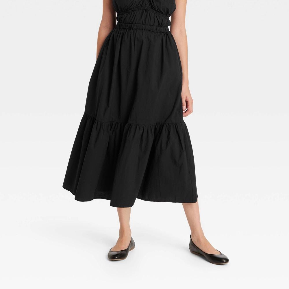 Womens Tiered Maxi Skirt - Universal Thread Black M Product Image