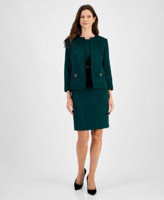 Kasper Womens Princess Seam Sheath Dress 3 4 Sleeve Collarless Blazer Product Image