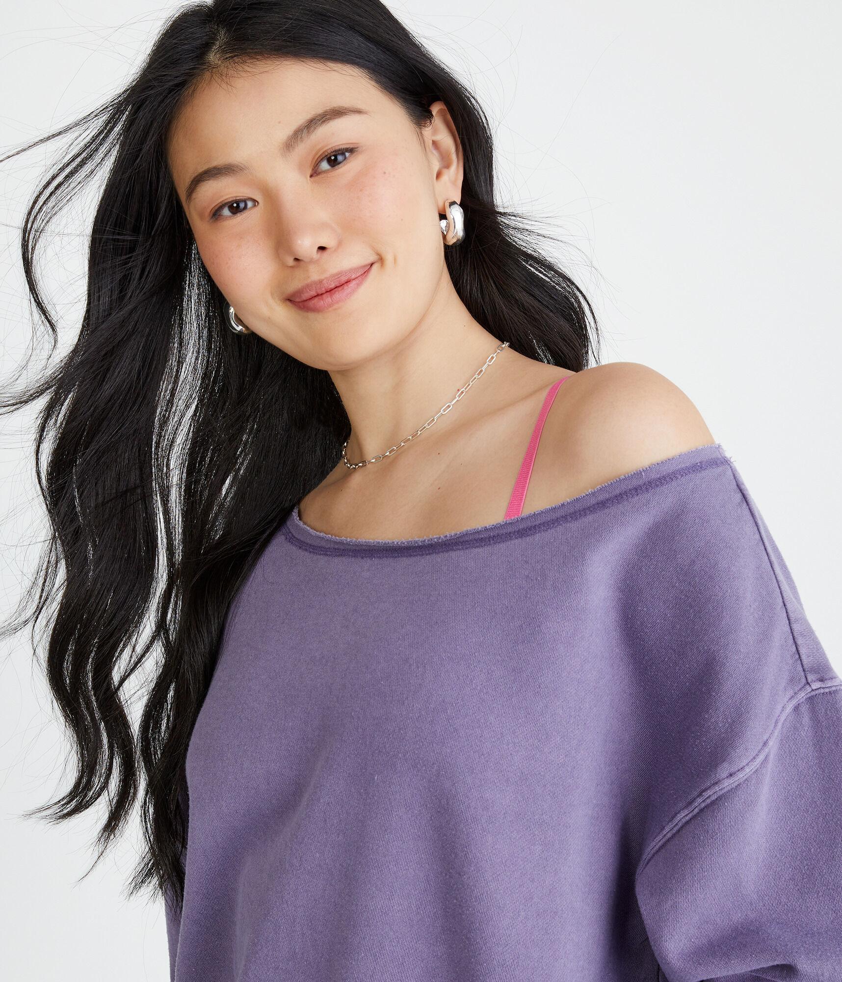 Washed Off-The-Shoulder Sweatshirt Product Image