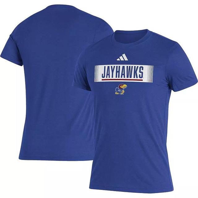 Mens adidas Royal Kansas Jayhawks Wordmark Tri-Blend T-Shirt Product Image