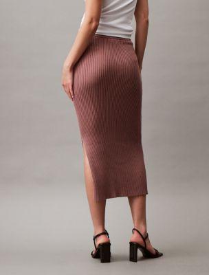 Smooth Cotton Rib Midi Sweater Skirt Product Image