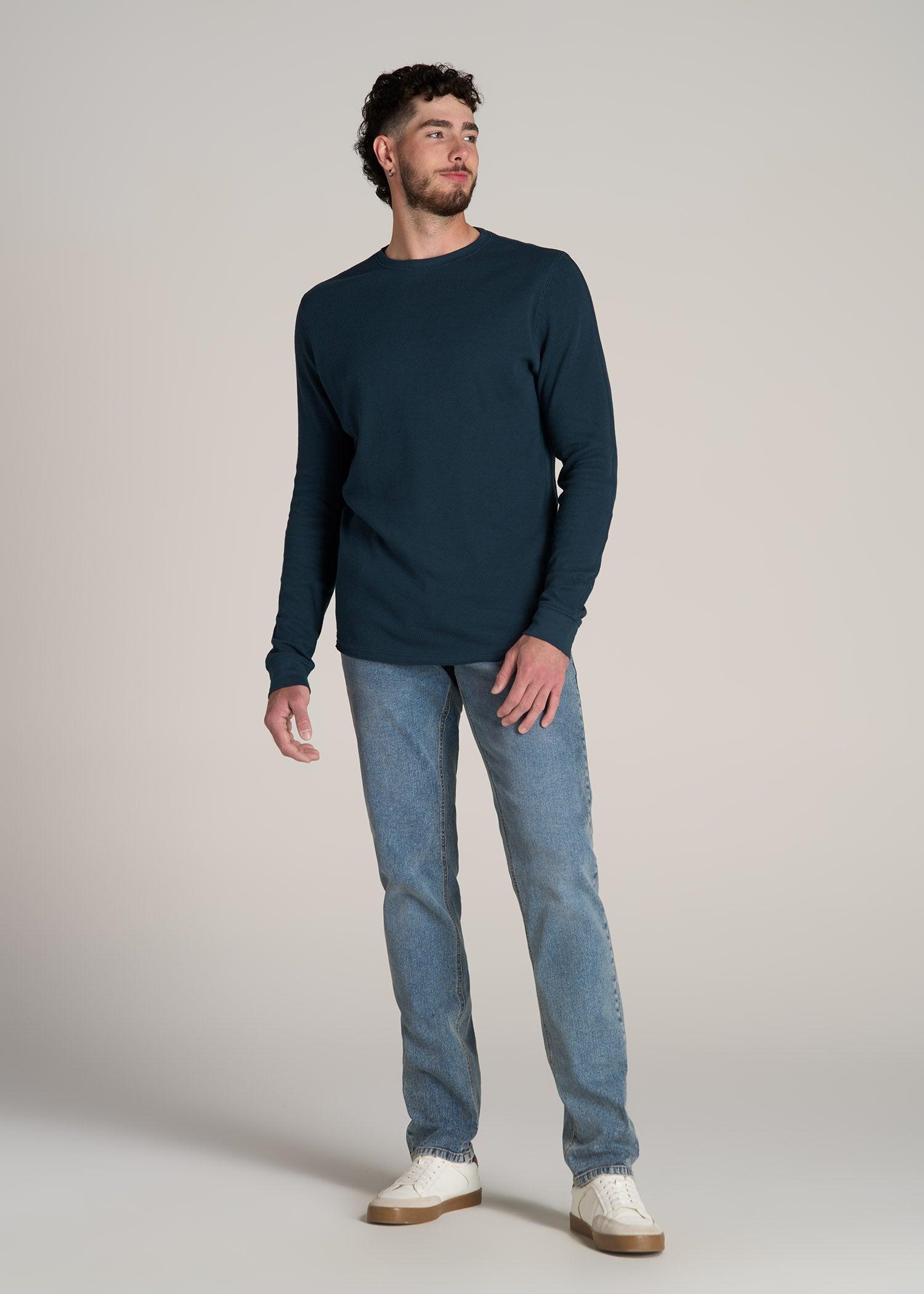 Double Honeycomb Thermal Crewneck Extra-Long Top in True Navy Product Image