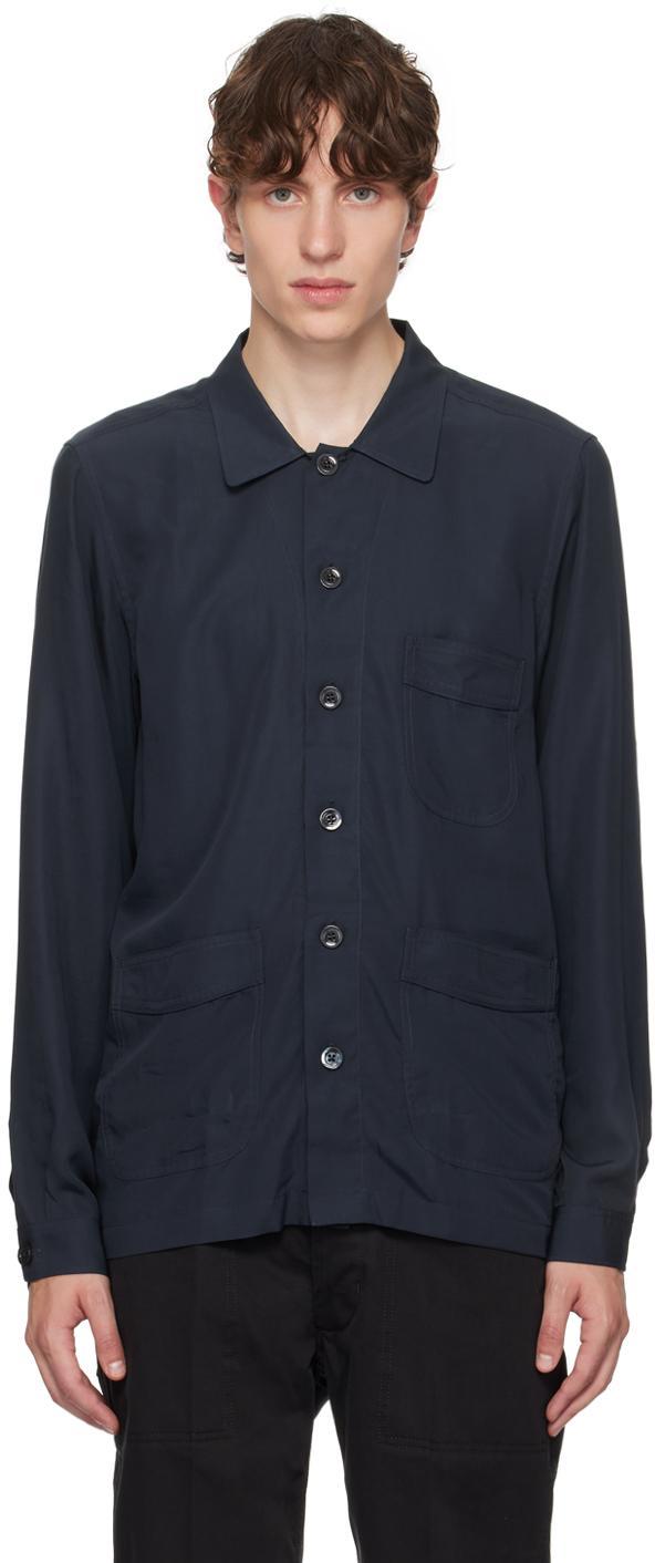 Navy Button Up Shirt In Hb785 Ink Blue Product Image