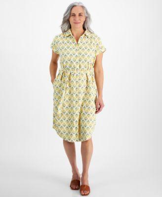 Petite Flower Bunch Camp Shirt Dress, Created for Macy's Product Image