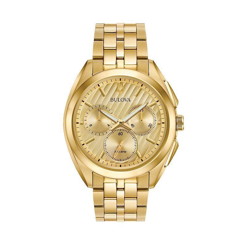 Bulova Mens CURV Stainless Steel Chronograph Watch, Yellow Product Image