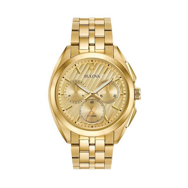 Bulova Mens CURV Stainless Steel Chronograph Watch, Yellow Product Image