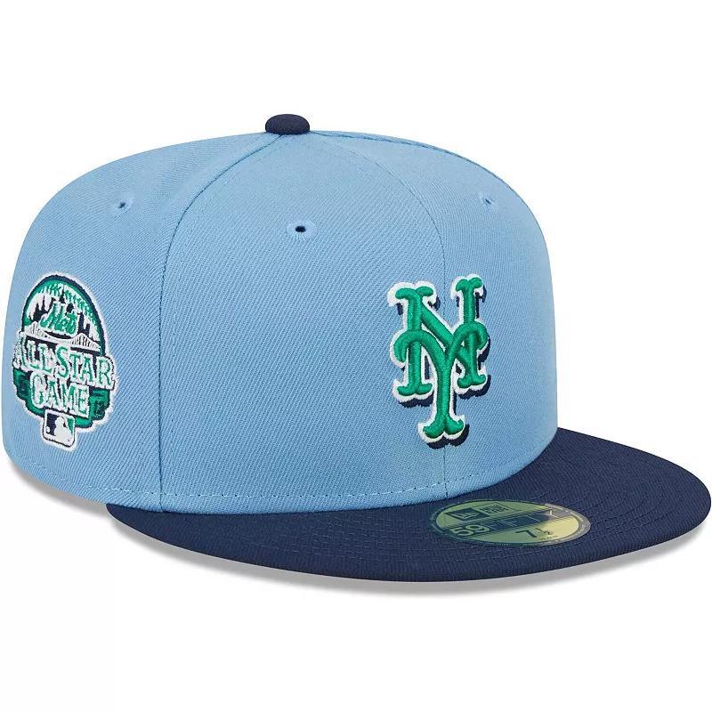 Mens New Era Light Blue/Navy New York Mets Green Undervisor 59FIFTY Fitted Hat Product Image