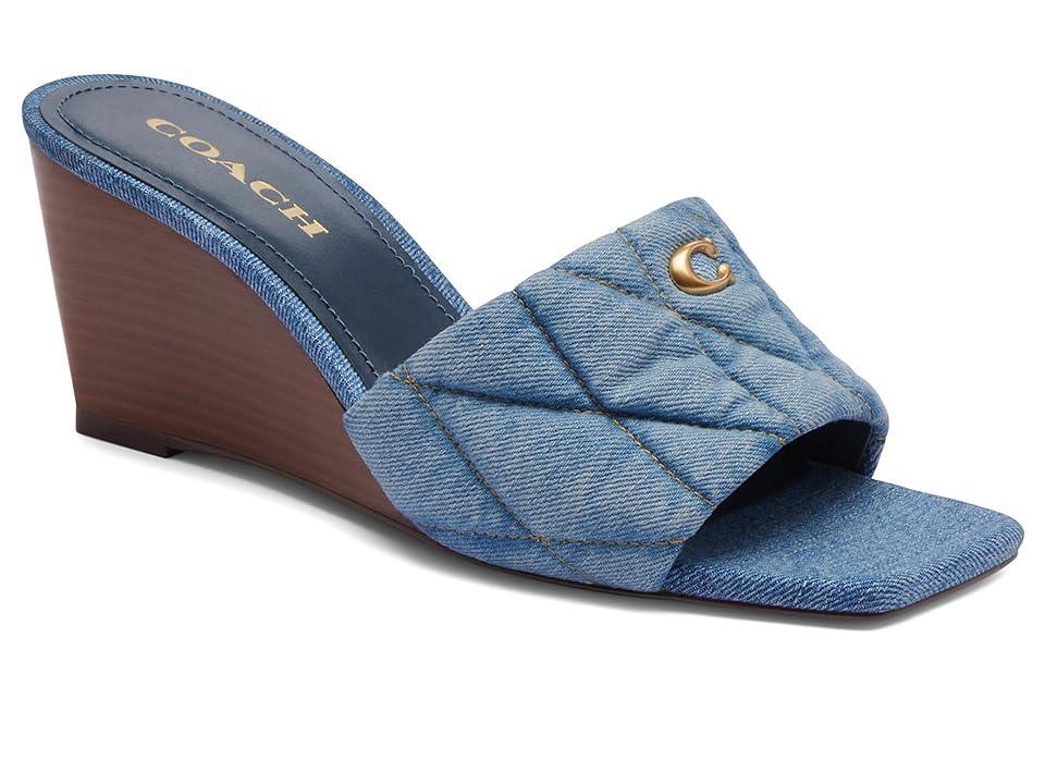 COACH Emma Quilted Denim Wedge (Indigo Denim) Women's Sandals Product Image