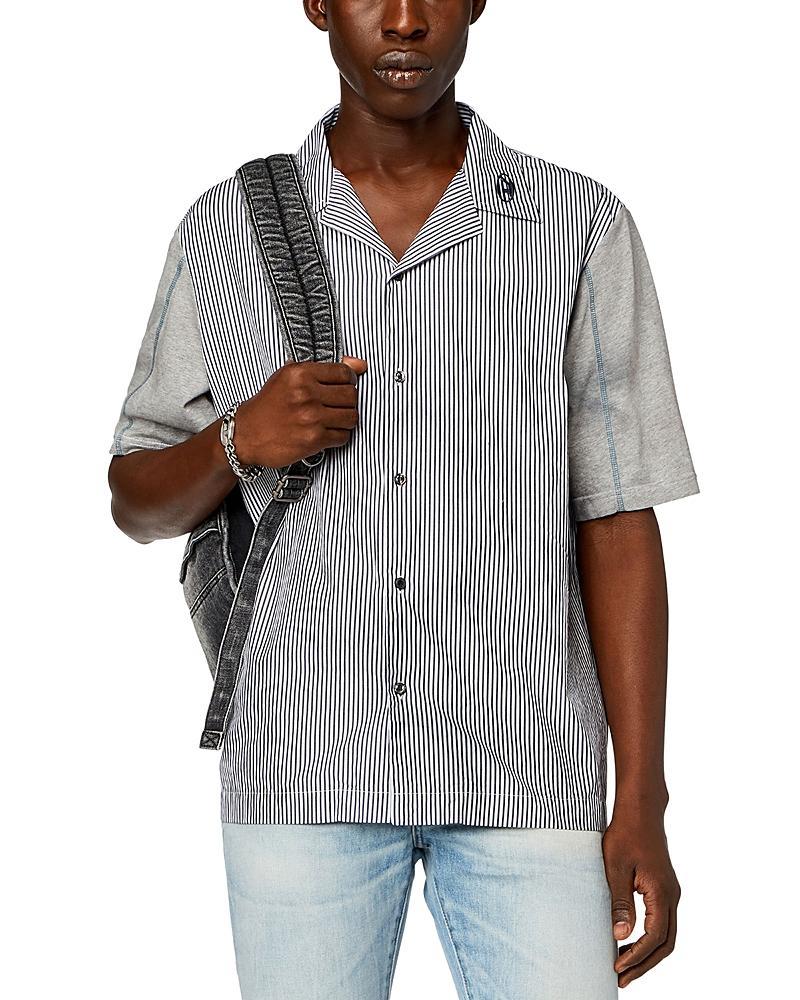 Mens S-Trucker Striped Cotton Poplin Bowling Shirt Product Image