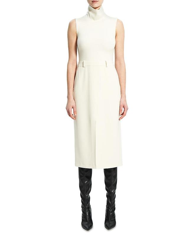 Theory Funnel Neck Mixed Media Midi Dress Product Image