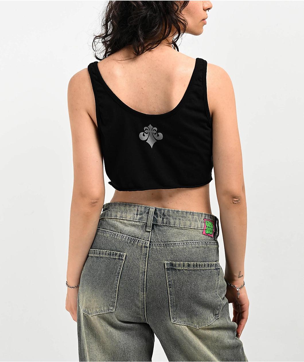 Affliction Boldletter Black Cami Crop T-Shirt Product Image