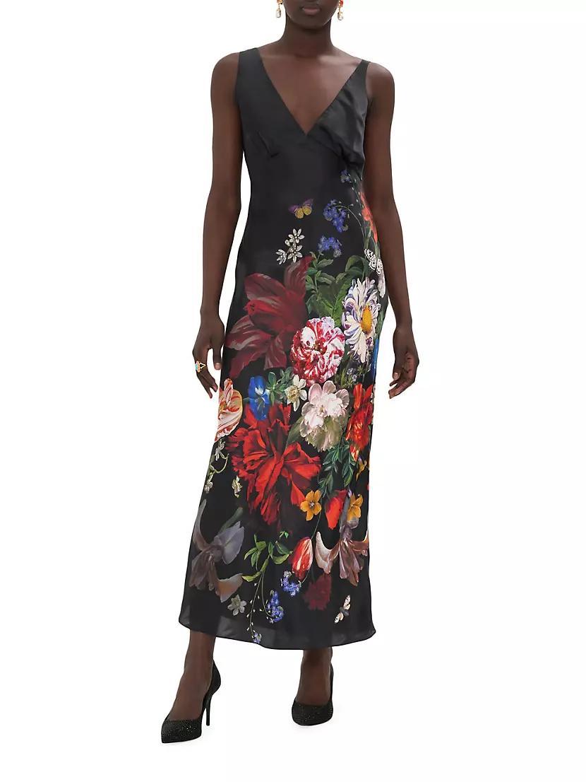 Floral Silk V-Neck Slipdress Product Image