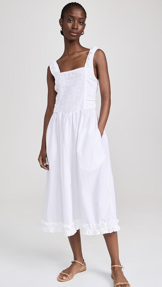 GANNI Cotton Poplin Midi Strap Smock Dress | Shopbop Product Image