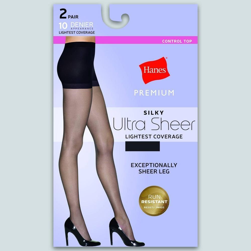 Hanes Premium Womens 2pk Ultra Sheer Run Resist Pantyhose S Product Image