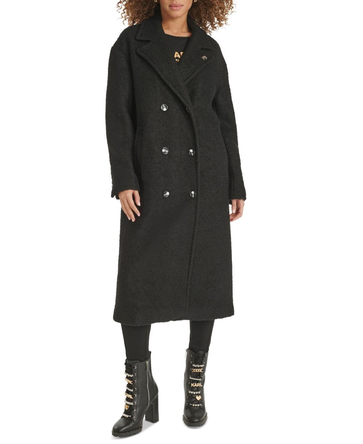 Karl Lagerfeld Paris Womens Double-Breasted Overcoat, Created for Macys Product Image