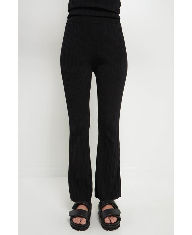 Womens Multi Rib Flared Knit Pants Product Image