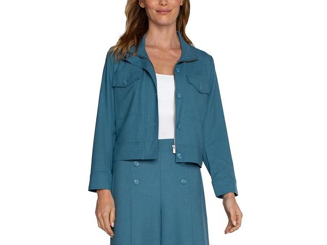 Liverpool Los Angeles Utility Crop Textured Stretch Woven Jacket (Ocean ) Women's Vest Product Image