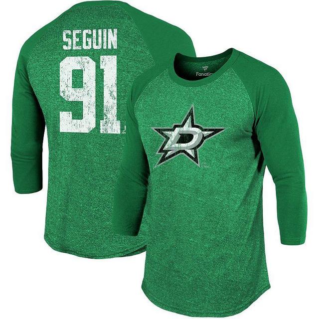 Mens Fanatics Branded Tyler Seguin Kelly Green Dallas Stars Name & Number Tri-Blend Raglan 3/4-Sleeve T-Shirt Product Image