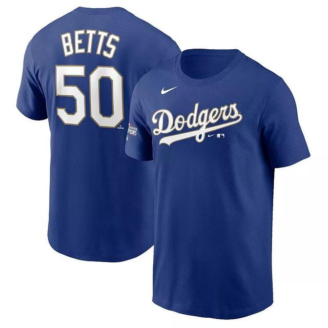 Nike Los Angeles Dodgers Mens Gold Name and Number Player T-Shirt Mookie Betts Product Image