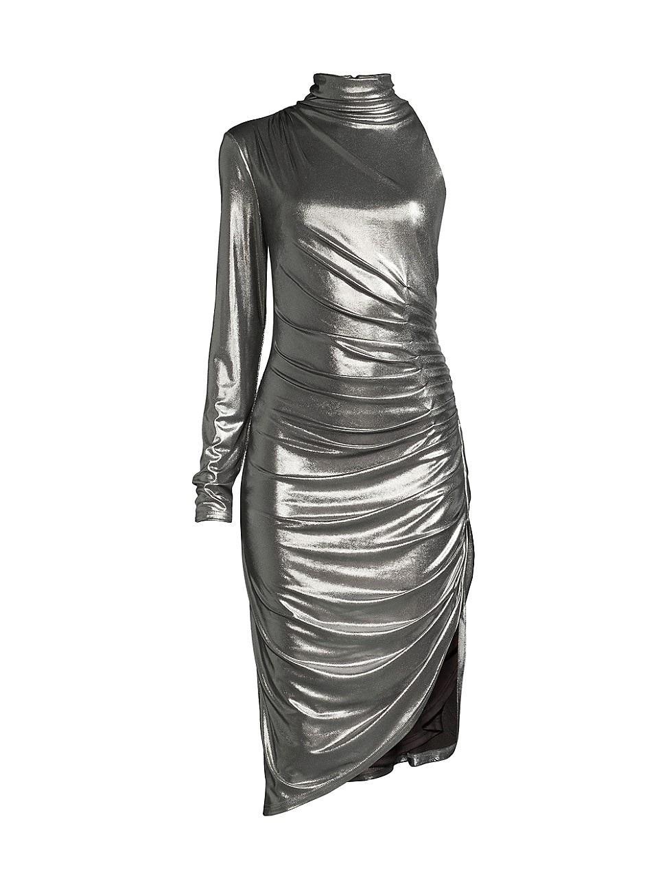 Womens Foil Jersey Ruched Midi Dress Product Image