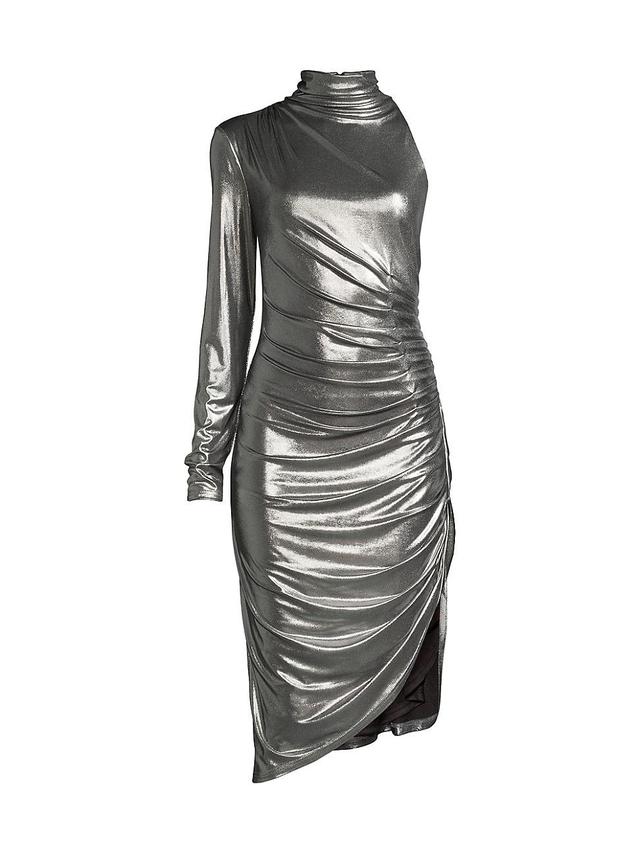 Womens Foil Jersey Ruched Midi Dress Product Image