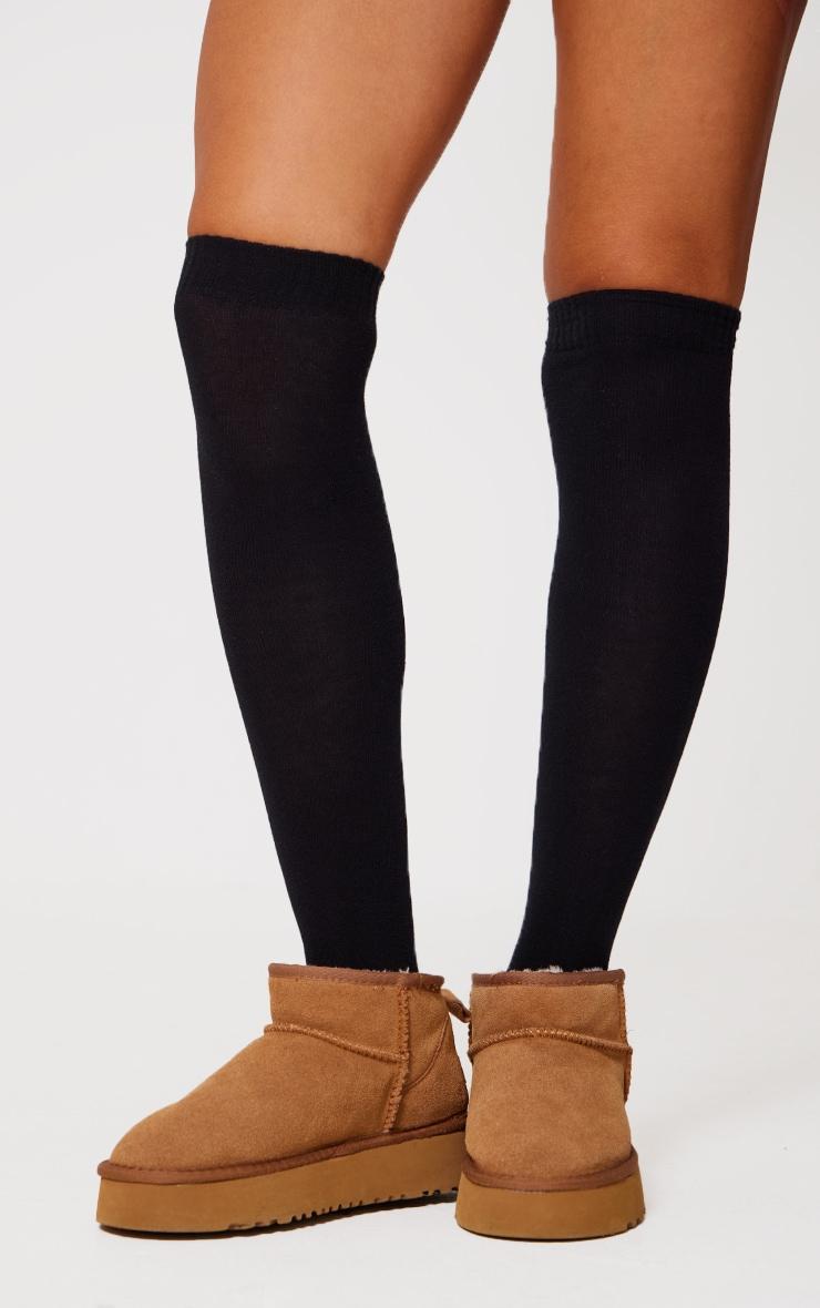 Black Basic Over The Knee Socks Product Image