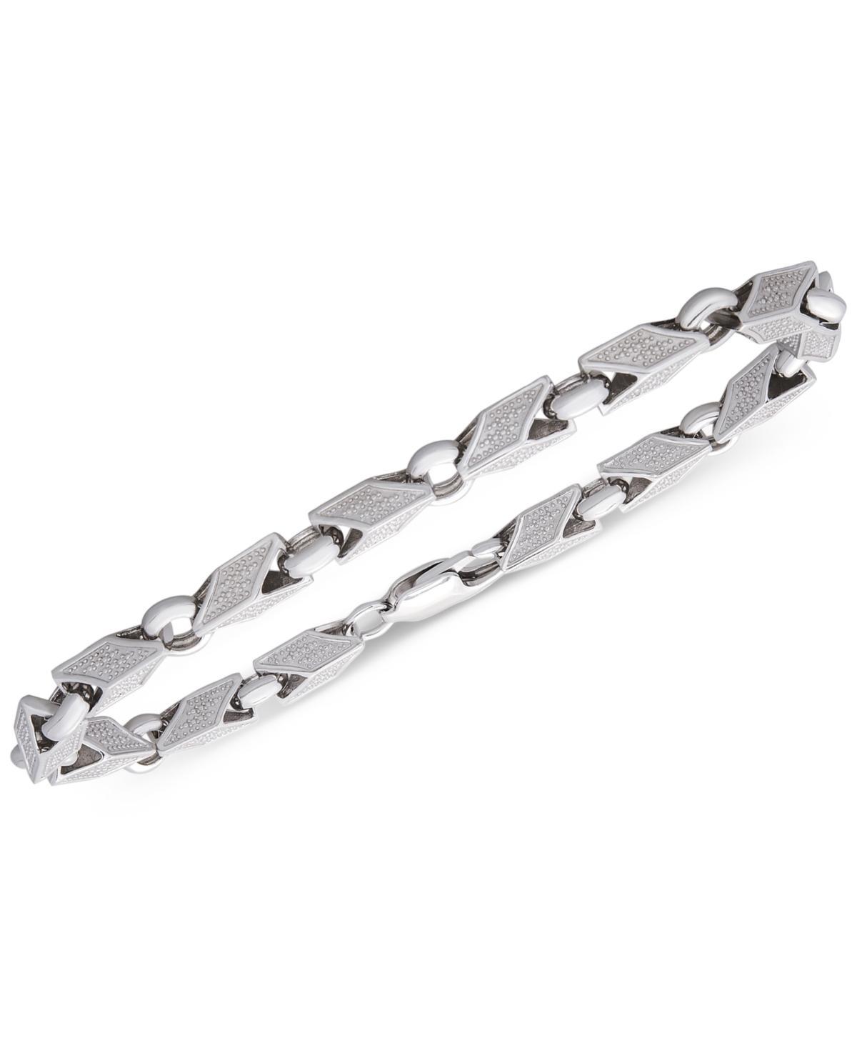 Mens Polished Link Bracelet in Sterling Silver Product Image