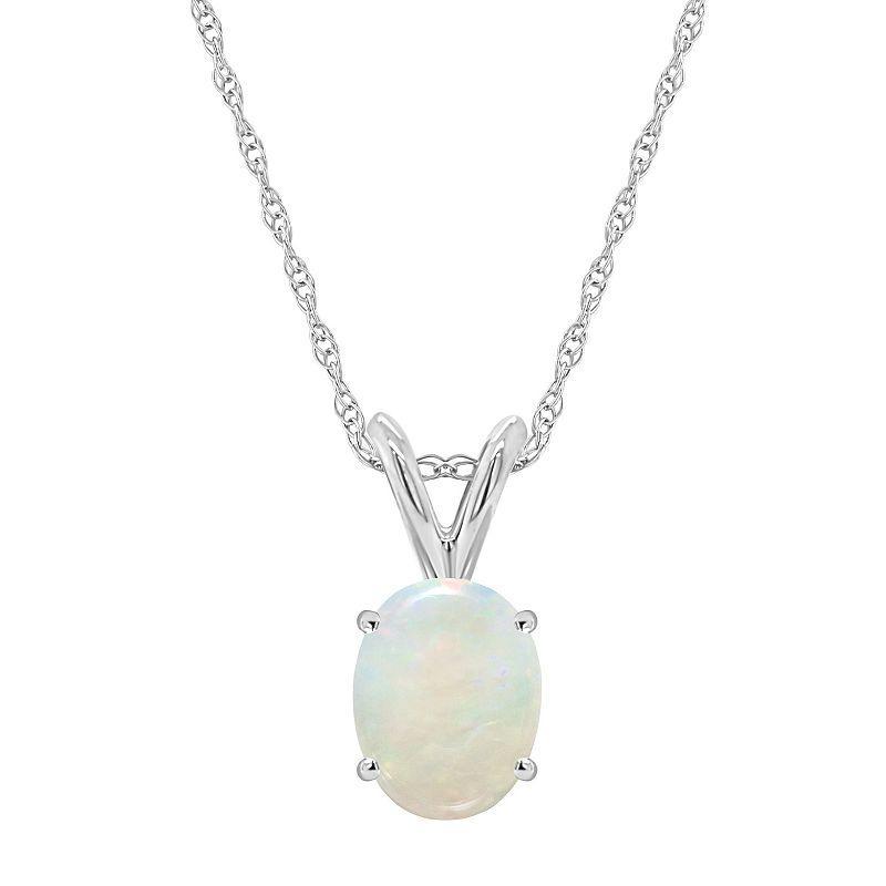 Celebration Gems 14k White Gold Opal Pendant Necklace, Womens Product Image