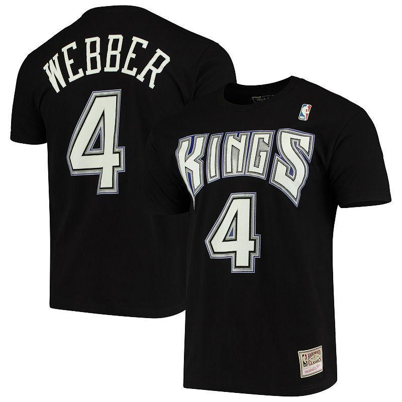 Mens Mitchell & Ness Chris Webber Black Sacramento Kings Hardwood Classics Name & Number Team T-Shirt Product Image