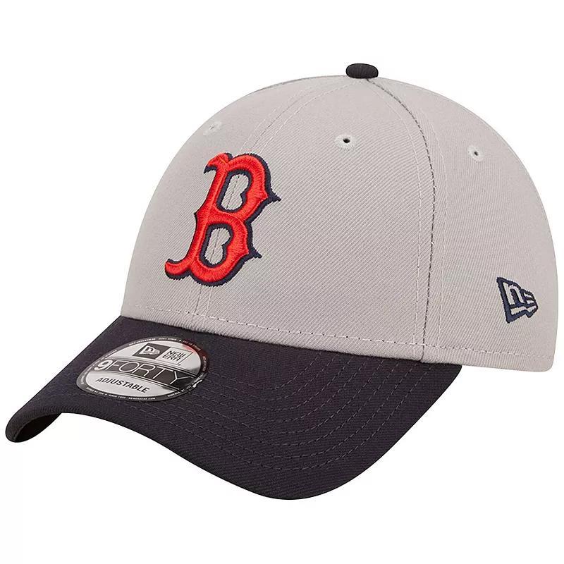 Mens New Era Gray/Navy Boston Red Sox League 9FORTY Adjustable Hat Product Image