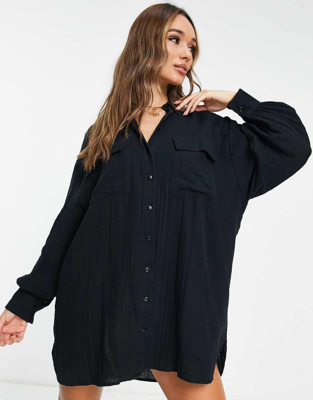 ASOS DESIGN double cloth oversized mini shirt dress Product Image