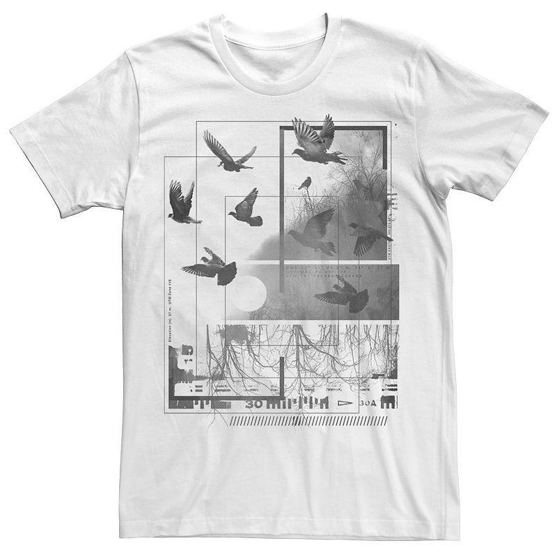 Mens Nature Birds Flying Squares Graphic Tee Product Image