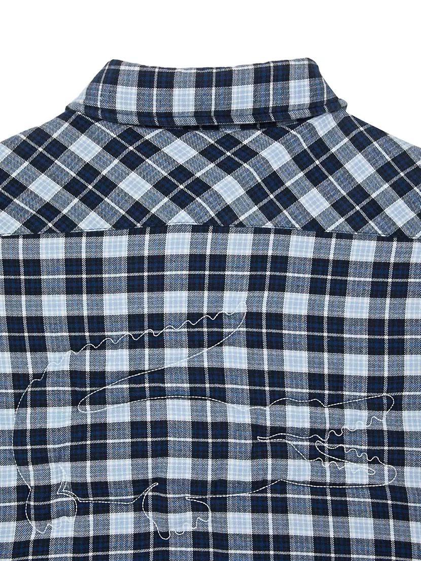 Embroidered Logo Plaid Overshirt Product Image