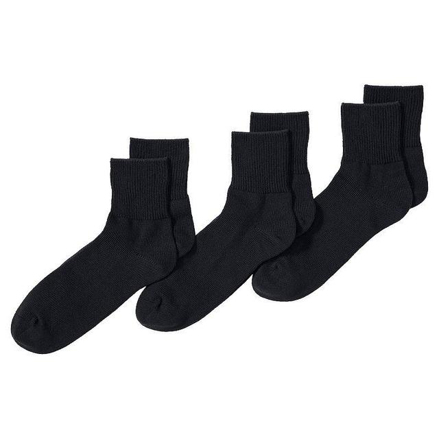 Mens Lands End 3-Pack Cotton Rib Quarter-Crew Socks Product Image