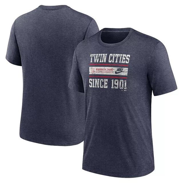 Mens Nike Heather New York Yankees Cooperstown Collection Local Stack Tri-Blend T-Shirt Blue Product Image