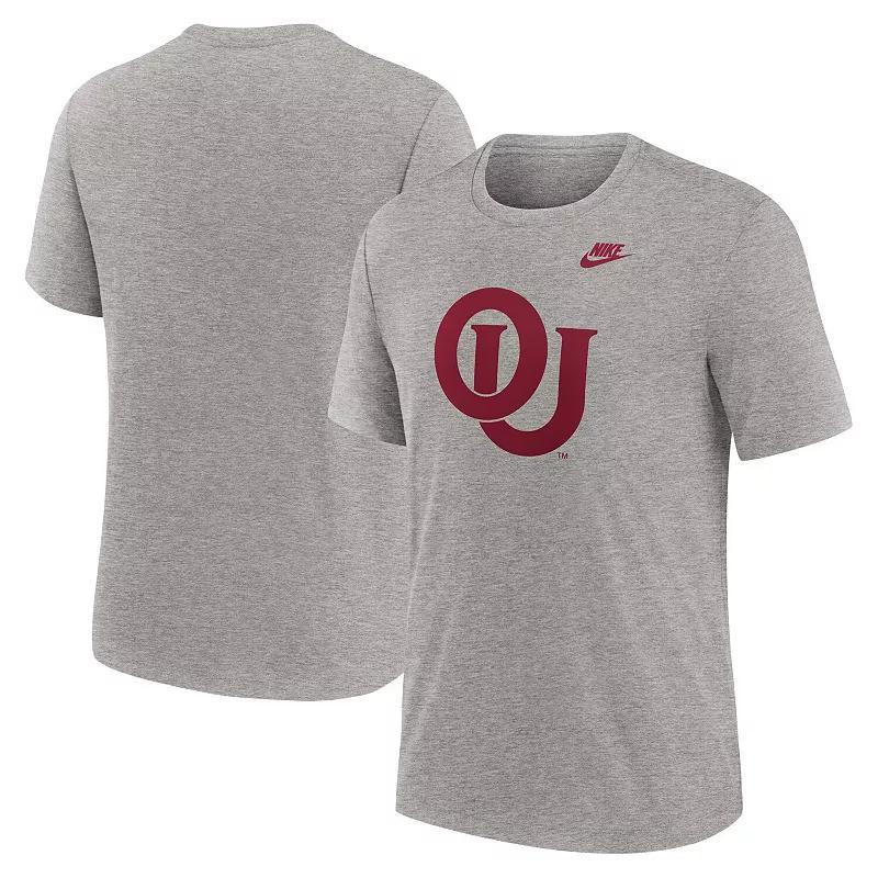 Mens Nike Heather Gray Oklahoma Sooners Blitz Evergreen Legacy Primary Tri-Blend T-Shirt Product Image