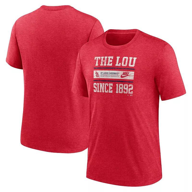 Mens Nike Heather St. Louis Cardinals Cooperstown Collection Local Stack Tri-Blend T-Shirt Product Image