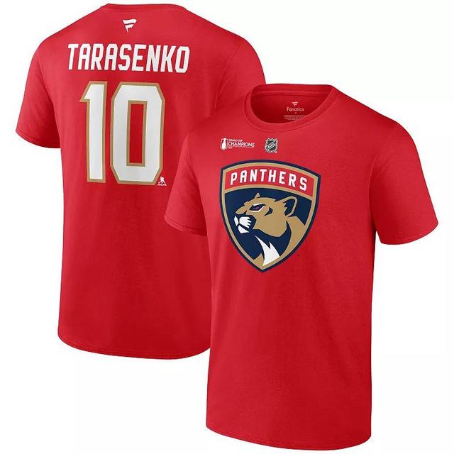 Mens Fanatics Vladimir Tarasenko Red Florida Panthers 2024 Stanley Cup Champions Authentic Stack Name & Number T-Shirt Product Image