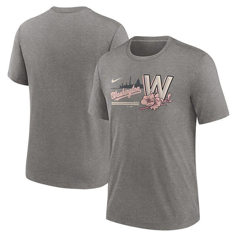 Mens Nike Heather Charcoal Washington Nationals City Connect Tri-Blend T-Shirt Product Image