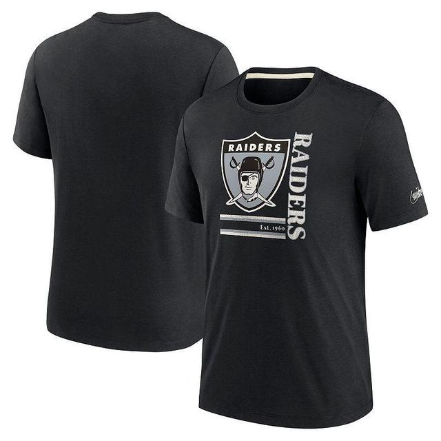 Mens Nike Black Las Vegas Raiders Wordmark Logo Tri-Blend T-Shirt Product Image