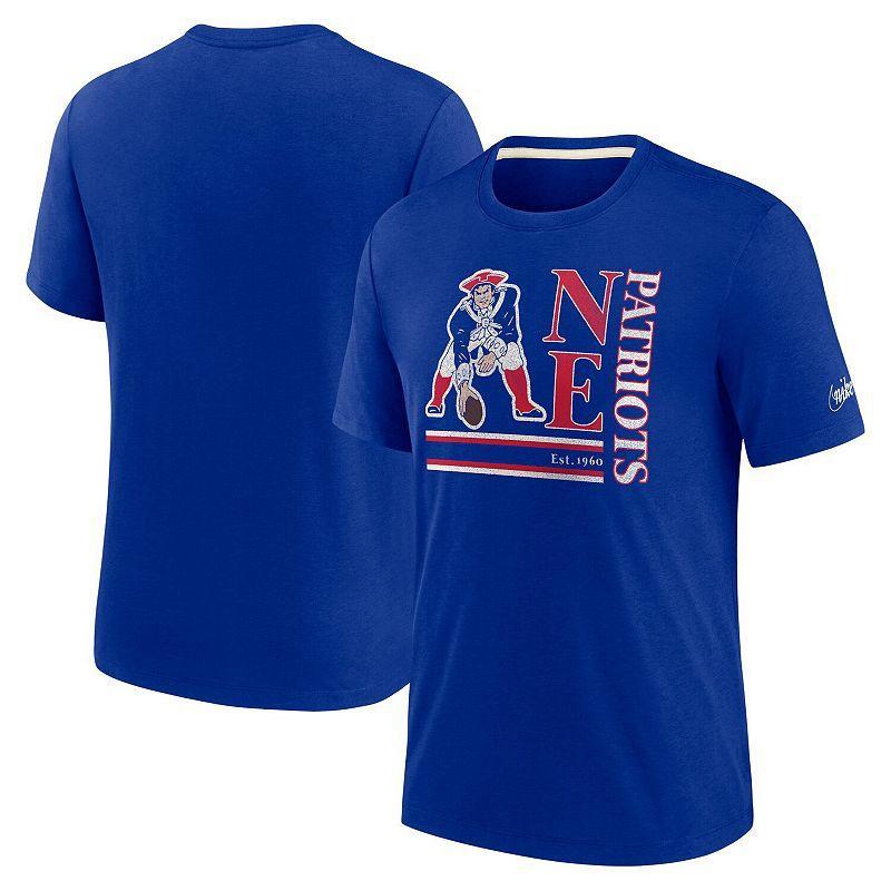 Mens Nike Royal New England Patriots Wordmark Logo Tri-Blend T-Shirt Product Image