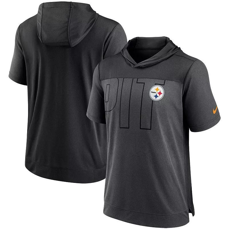 Mens Nike Heathered Charcoal/Black Pittsburgh Steelers Performance Hoodie T-Shirt Product Image