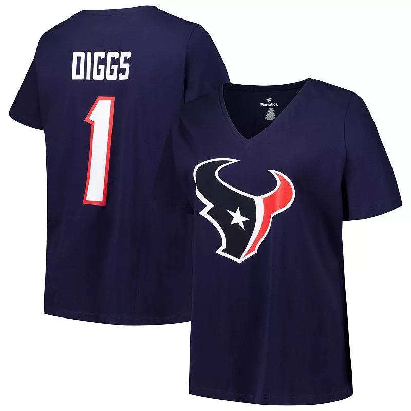 Womens Fanatics Stefon Diggs Houston Texans Plus Size Player Name & Number V-Neck T-Shirt Blue Product Image