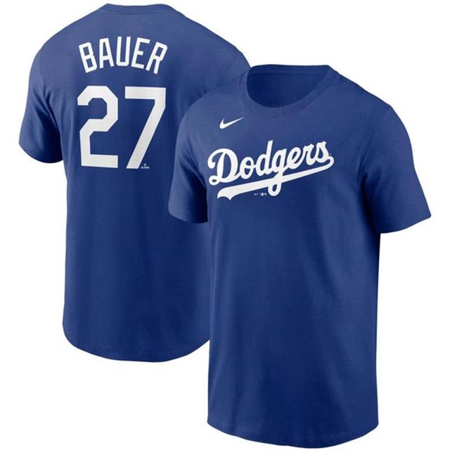 NIKE Men's  Trevor Bauer Royal Los Angeles Dodgers Name And Number T-shirt Product Image