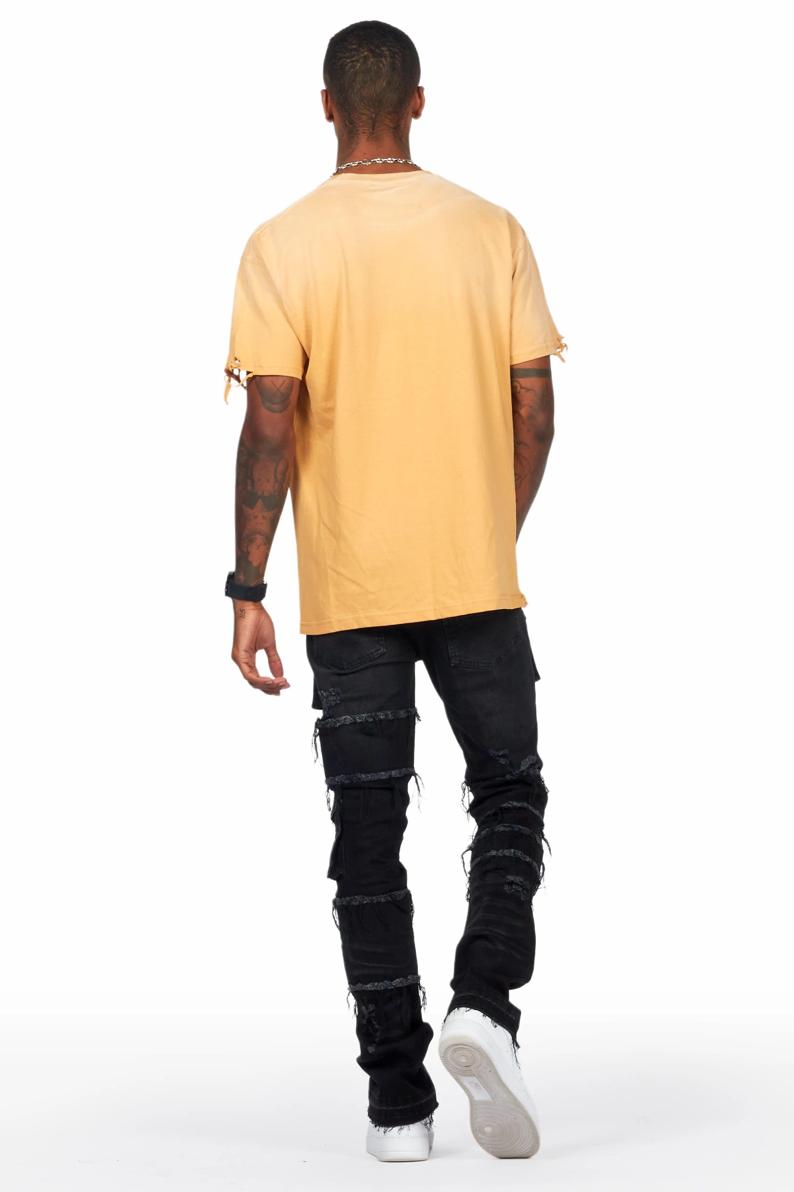 Folant Black Stacked Cargo Flare Jean Male Product Image