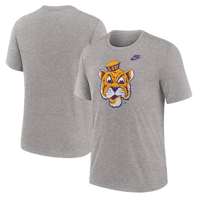 Mens Nike Heather Gray LSU Tigers Blitz Evergreen Legacy Primary Tri-Blend T-Shirt Product Image