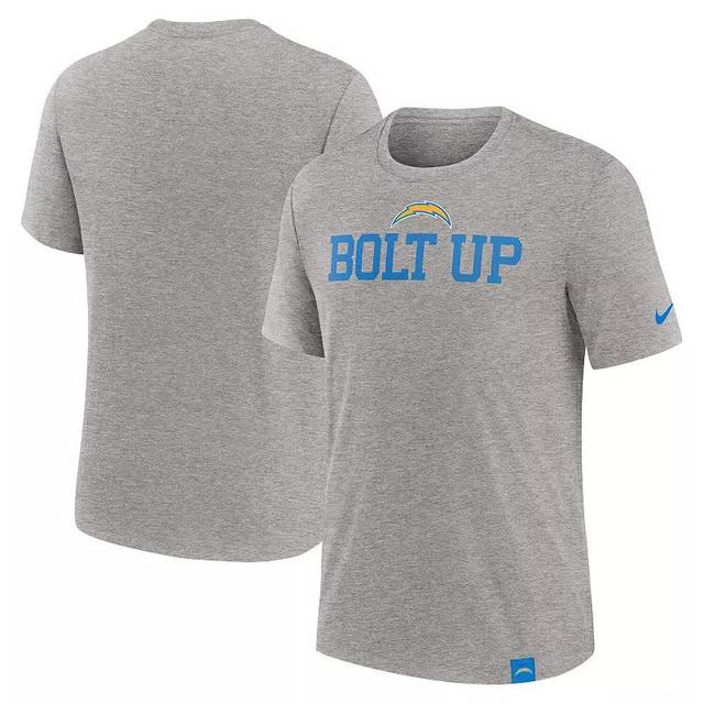 Mens Nike Heather Gray Los Angeles Chargers Blitz Tri-Blend T-Shirt Product Image