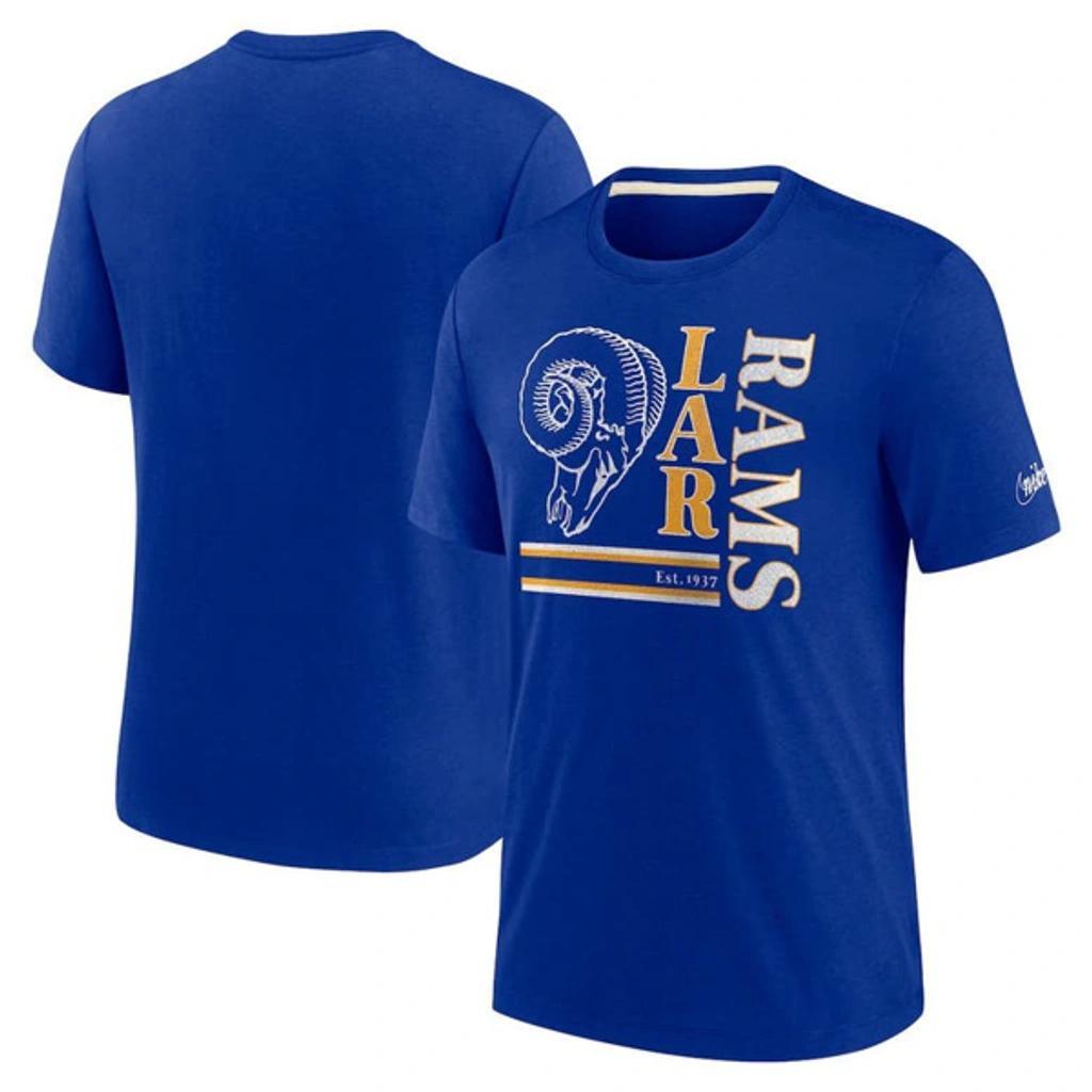 NIKE Royal Los Angeles Rams Wordmark Logo Tri-blend T-shirt Product Image