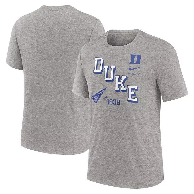 Mens Nike Heather Gray Duke Blue Devils Blitz Roll Call Tri-Blend T-Shirt Product Image