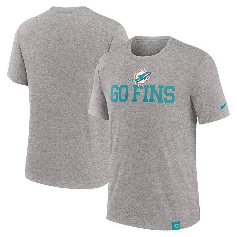 Mens Nike Heather Gray Miami Dolphins Blitz Tri-Blend T-Shirt Product Image